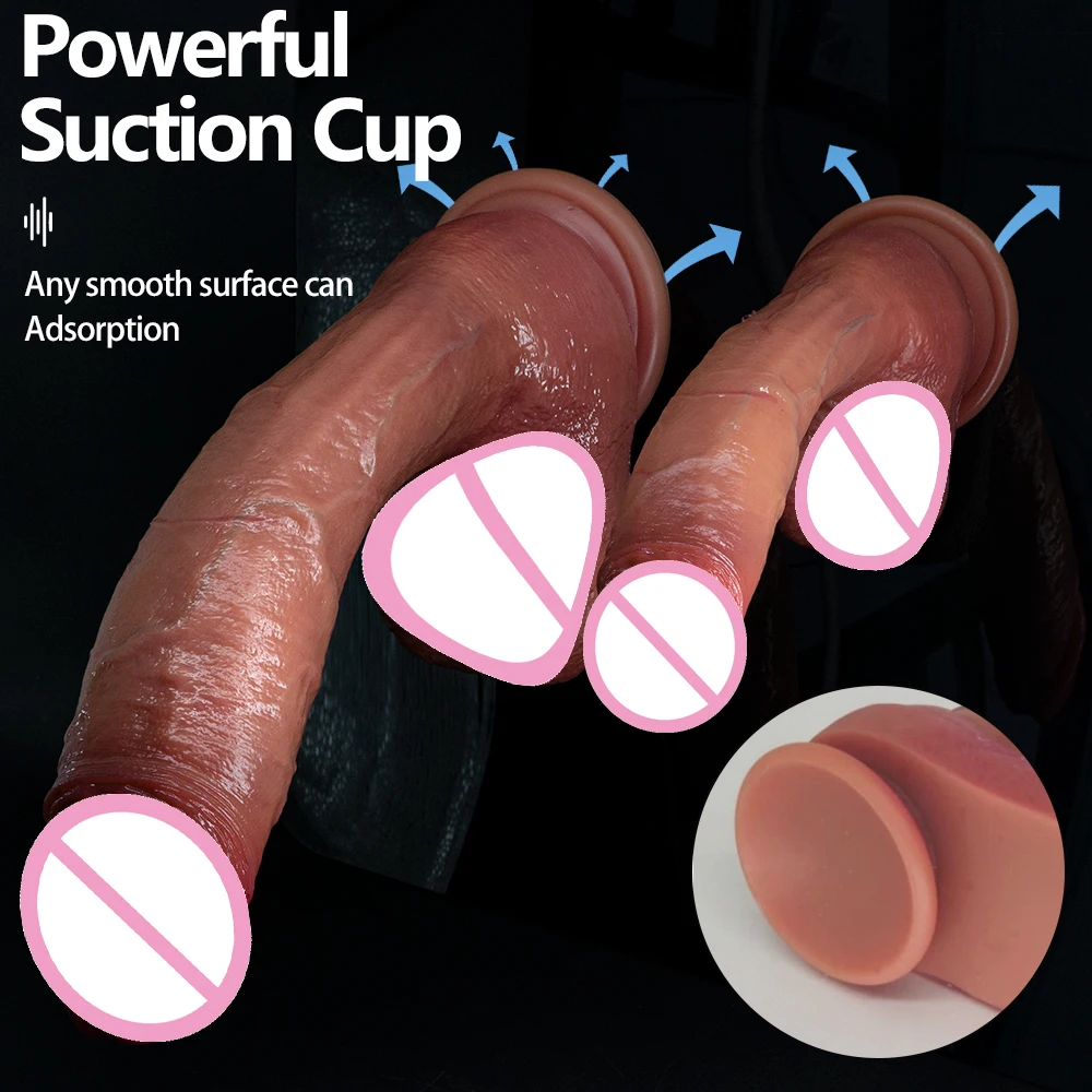 Huge Realistic Soft Dildo Skin Feeling Realistic Penis Soft Female Masturbator Double-layer Silicone Sex Toy Suction Cup Adults