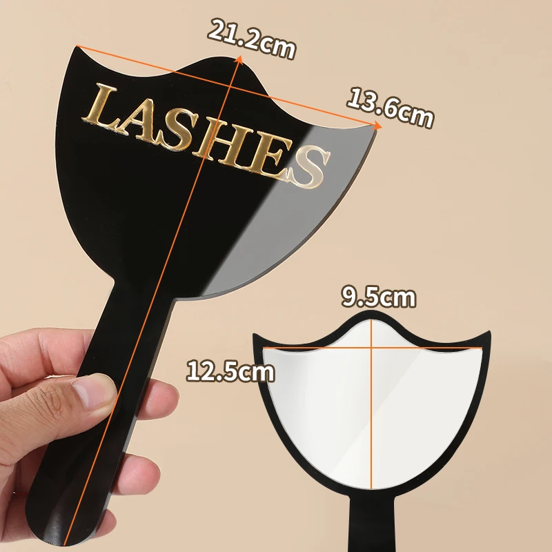 전문 속눈썹 연장 거울 - 고화질 유리, 정밀한 속눈썹 연장 및 메이크업을 위한 손잡이 포함