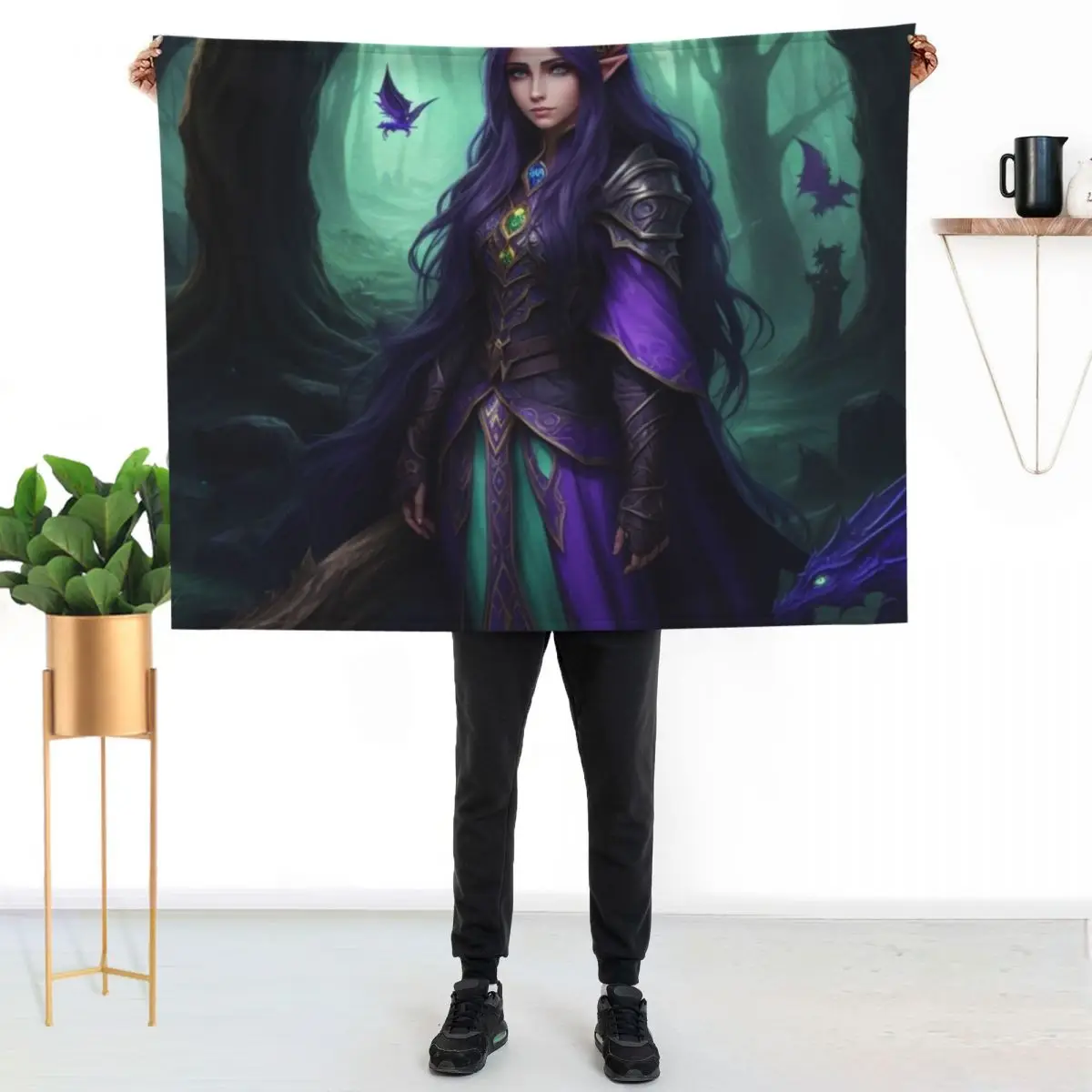 

Female elf Druid. Throw Blanket Warm Accent Blanket for Living Room Decoration