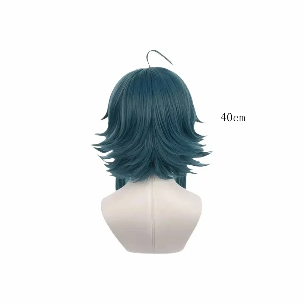 Anime Genshin Impact Xiao Cosplay Wigs Dark Green Short Heat Resistant Synthetic Hair Party Festival Props