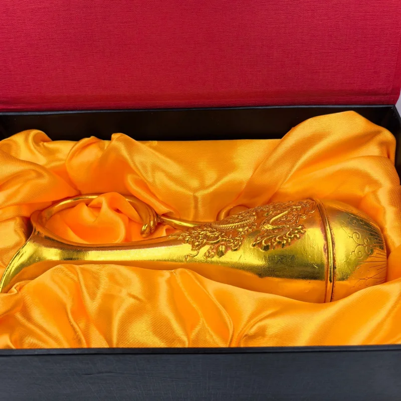

Crafts Ancient Gold-Plated Western Han Dynasty Dragon and Phoenix Wine Divider Set with Box Gift Crafts Ornament