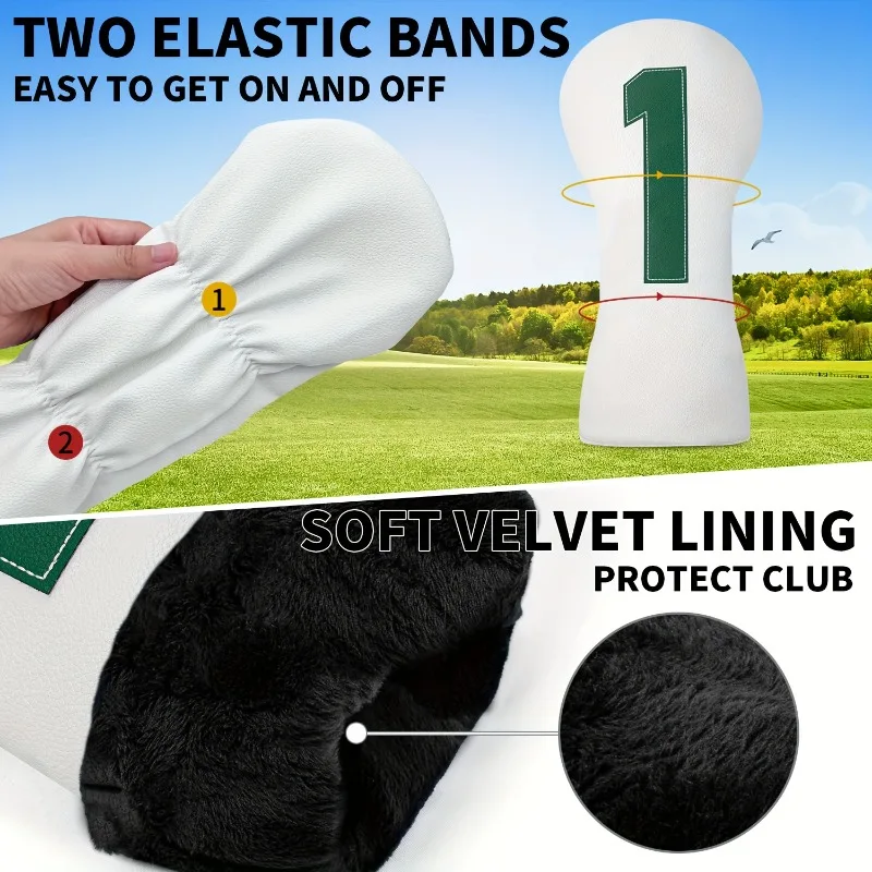 Golf Club Head Cover - Minimalist Digital Design (1, 3, 5, X), Golf Accessories, Fashionable Head Cover, Dustproof and Durable image 3