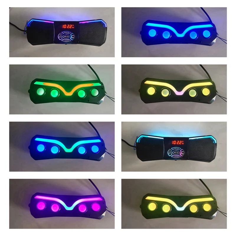 

Classic-Motorcycle Audio Speaker Water Resistant Colorful Lights Waterproof Bluetooth MP3 FM Support USB Card AUX Audio Player