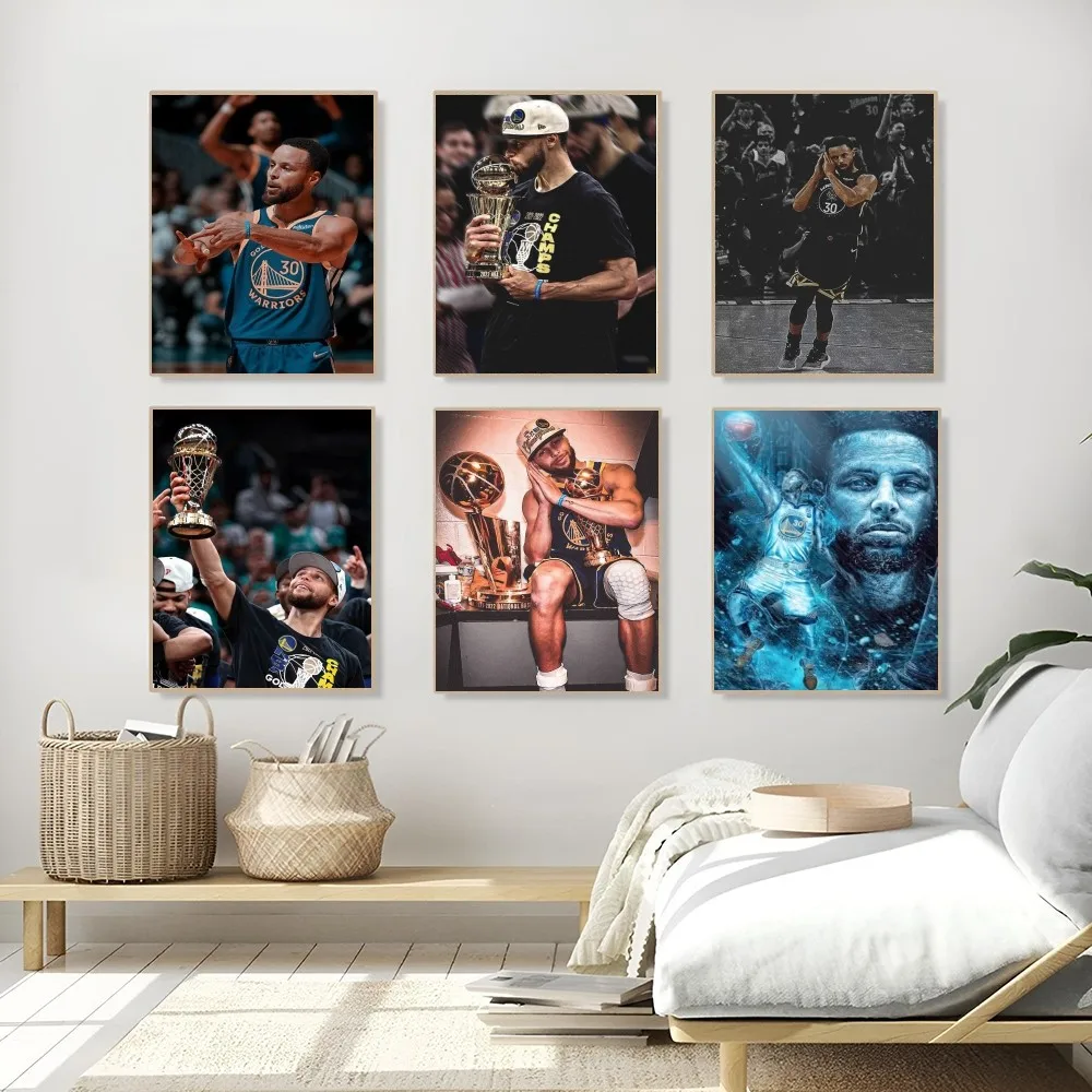 1PC Stephen Curry Poster Self-adhesive Art Waterproof Paper Sticker Coffee House Bar Room Wall Decor