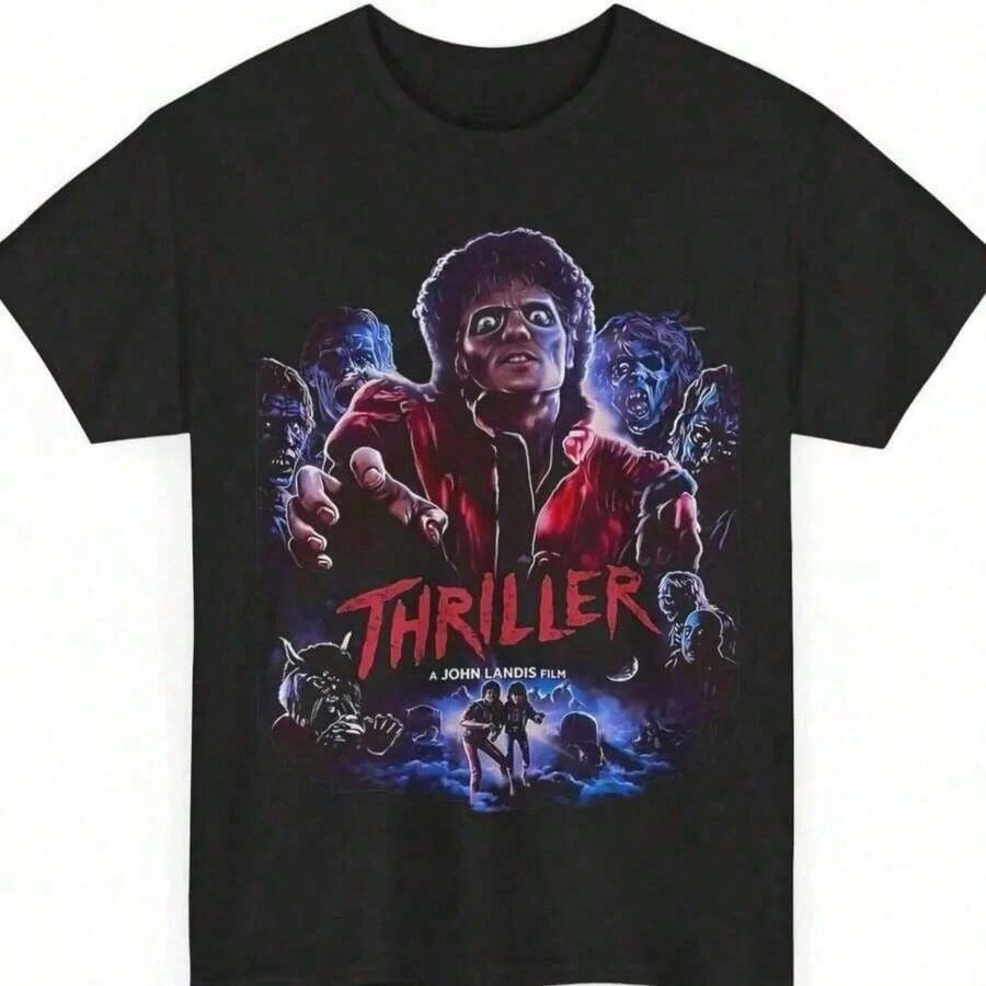 1pc Michael Jackson Thriller Zombie Movie Poste Cotton T Shirt Unisex Men Women Kids Streetwear Casual Short Sleeve Tops Fashion