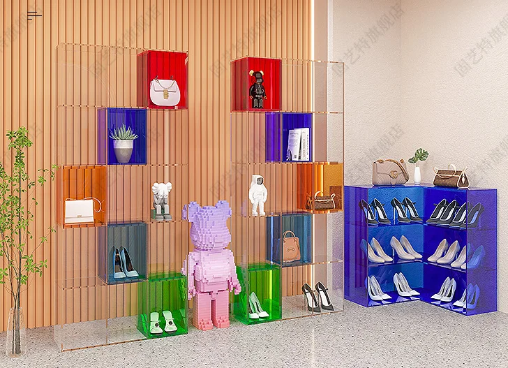 

Clothing store acrylic display table shoes bag middle island display rack window decoration booth high and low flow table