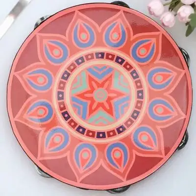 

Hand Held Tambourine Drum Wooden Stainless Steel Lightweight Durable For Dance Performance Music Instrument Bohemian Style