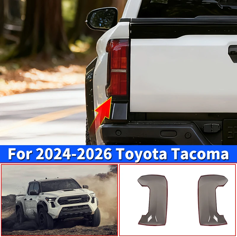 

For Toyota Tacoma 2024-2026 Tail Light Cover Trim Smoked Black Rear Lamp Protection Accessories