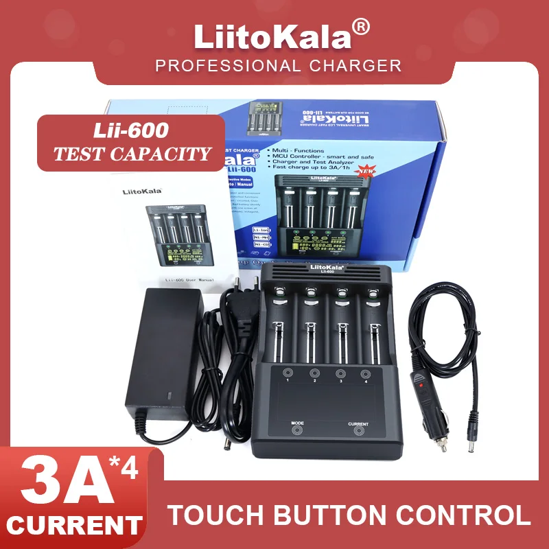 Liitokala Lii-600 Lii-500 LCD 3.7V 18650 18350 18500 21700 20700B 20700 14500 26650 1.2V AA AAA NiMH Lithium-Battery Charger