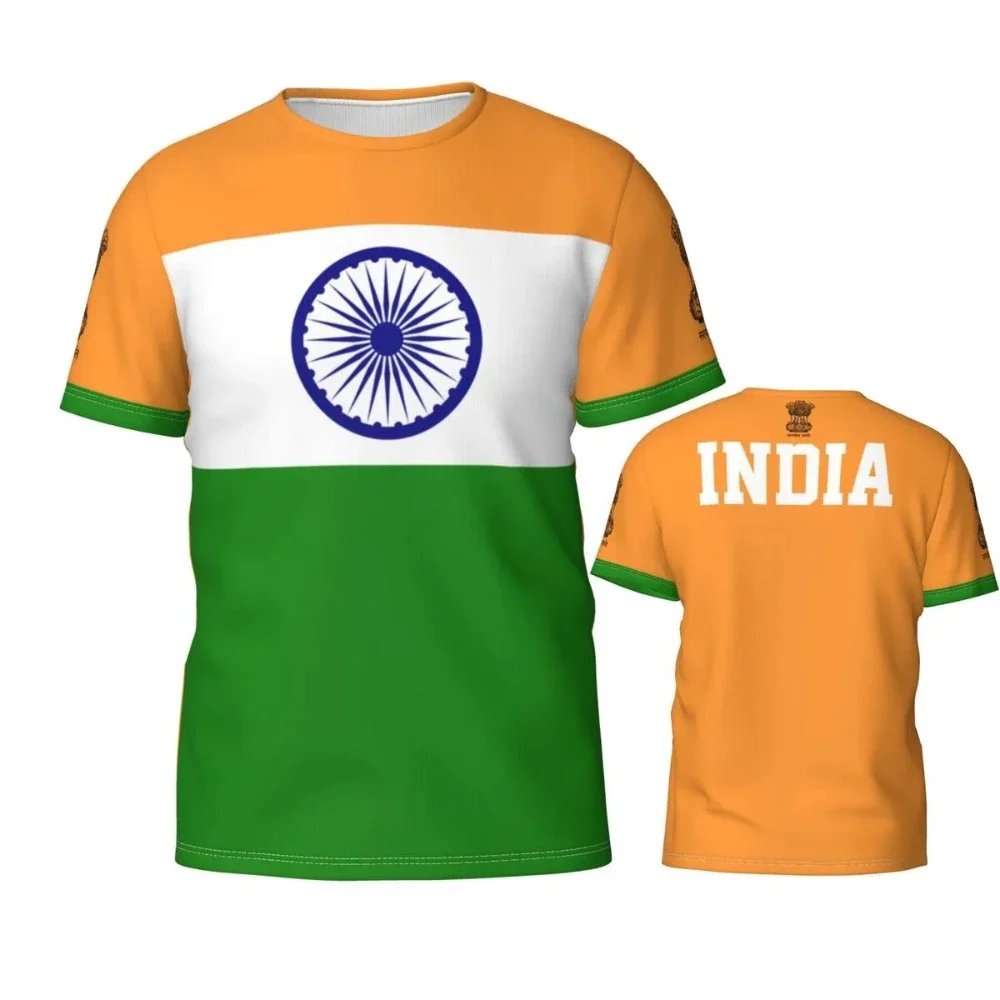 2024 New Indian Flag Graphic 3D Printed T-shirt Indian National Emblem Fashion Men's Tops  National Day Gifts Personalized Tee