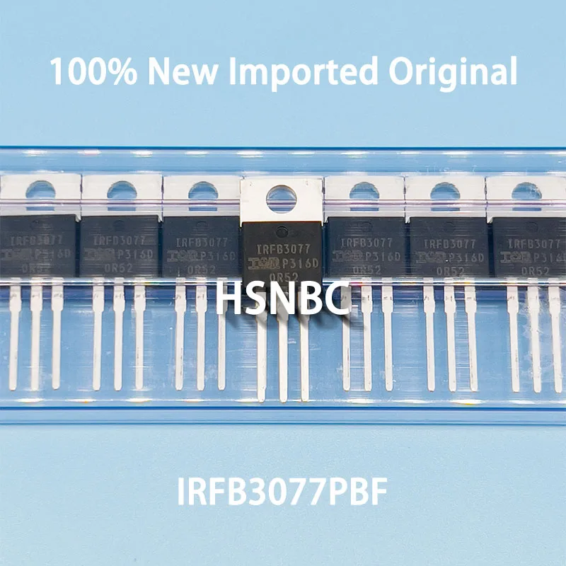 10Pcs/Lot IRFB3077PBF IRFB3077 TO-220 75V 120A MOSFET N-Channel Field-effect Transistor 100% New Imported Original