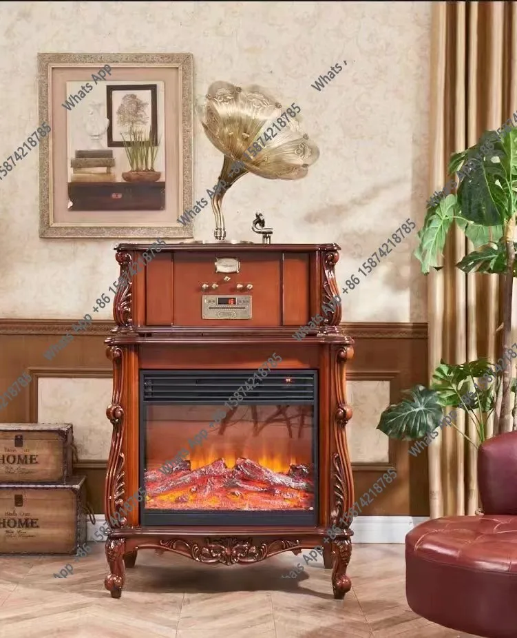 Vintage Gramophone Fireplace Heater Home Living Room Bedroom Decoration Heater Fireplace