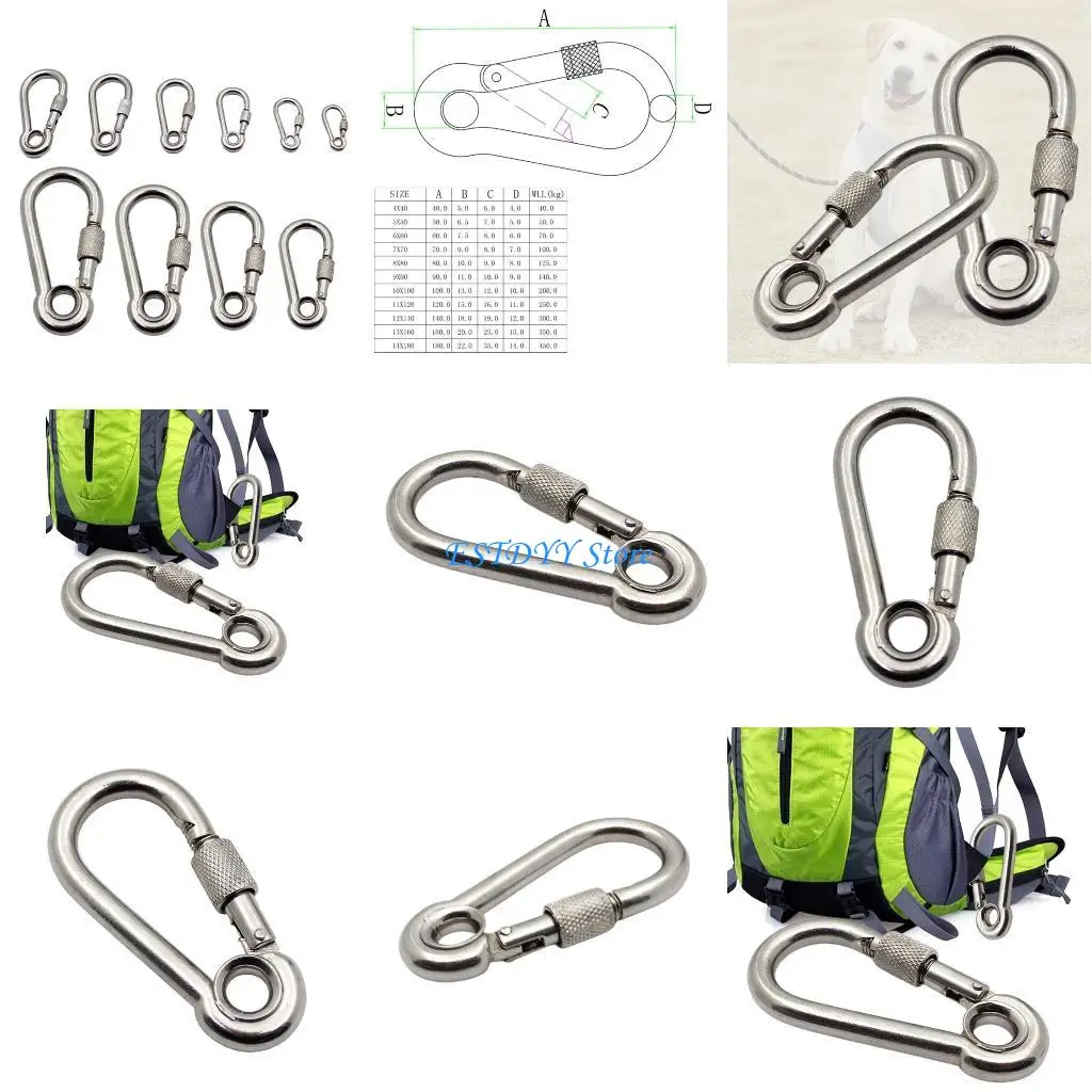 

G6DE 2 Pcs Spring Hook Screw Locking Carabiner Heavy Duty Carabiner Clip