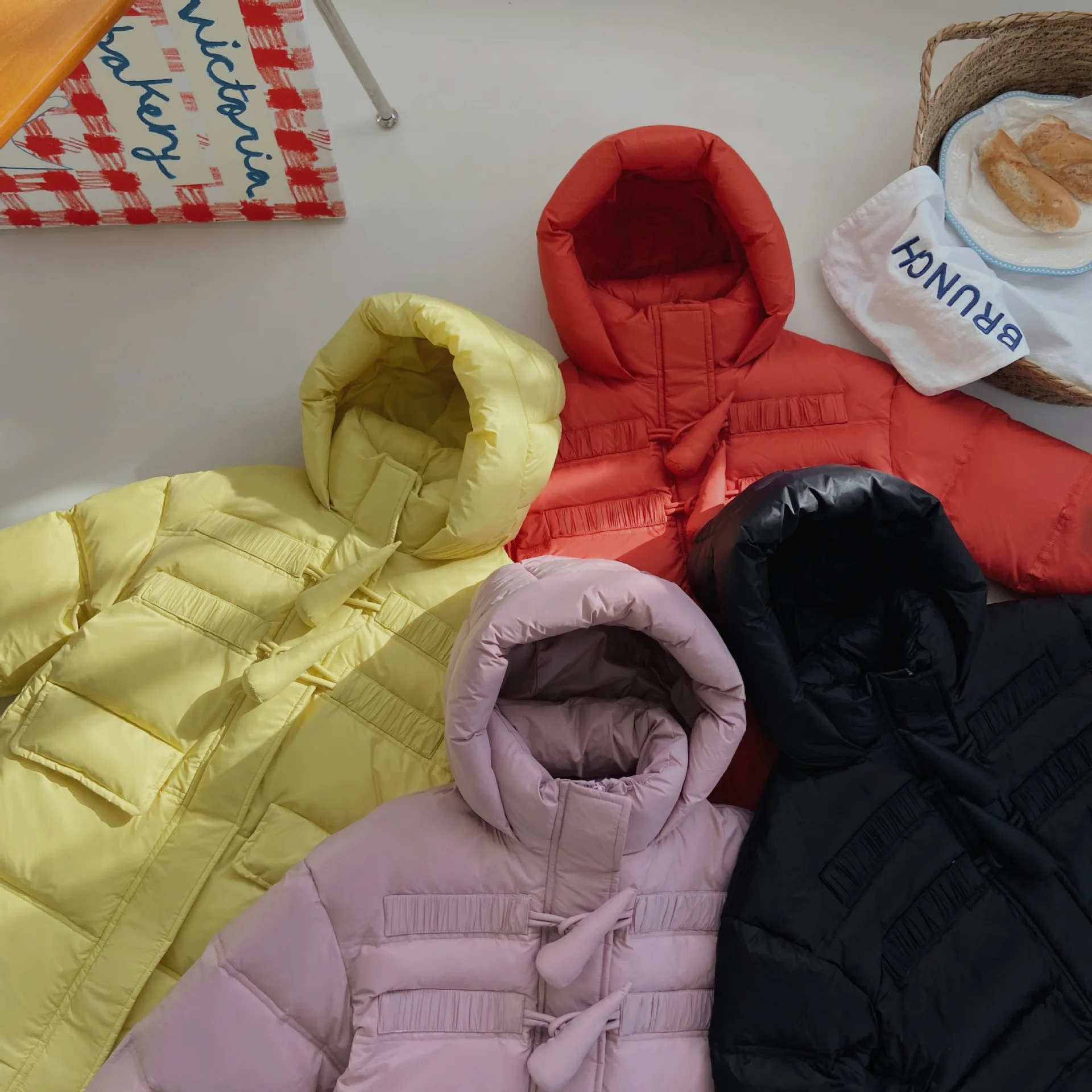 

Korean Winter New Children Girls Jacket White Duck Down Solid Hooded Warm Baby Girls Coat Fashion Velvet Kid Girls Outerwear