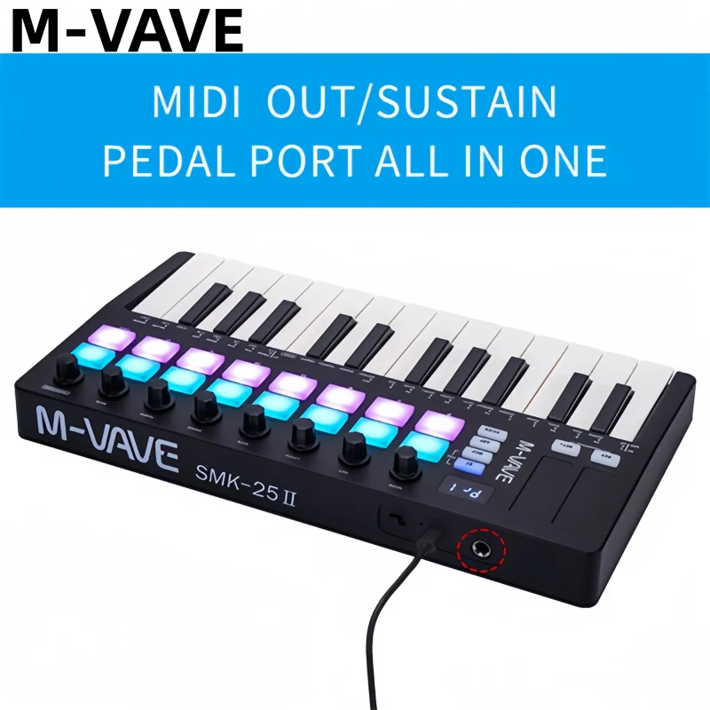 M-VAVE SMK-25 II MIDI Keyboard Controller, 25 Mini Keys 16 RGB
