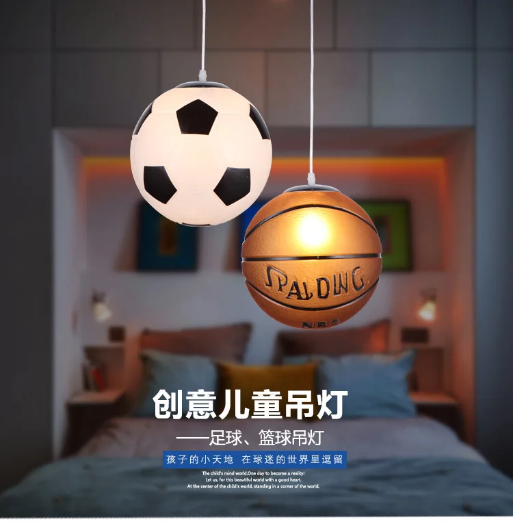 Glass football chandelier blue ball chandelier creative dining room children's room decorative chandelier balcony ceiling image 6