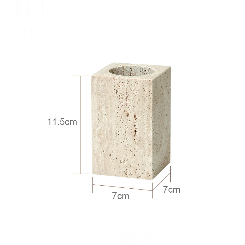 Beige Travertijn Badkamerset Natuurlijke Marmeren Zeepdispenser Rietverspreider Tissue Box Lade Badkameraccessoires