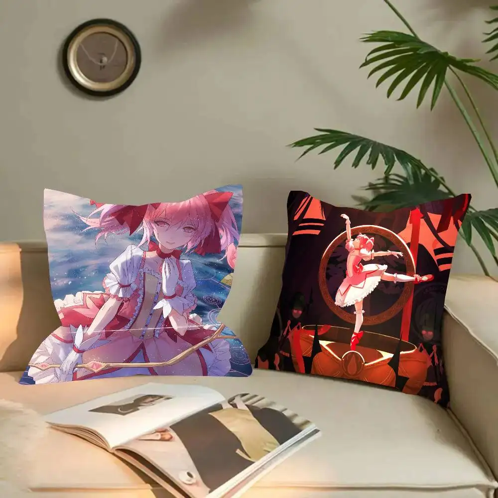 Animated Cartoon M-Madoka Pillow Case Fashion Square Pillowcase Bedroom Sofa Room Ins Decoration Leisure