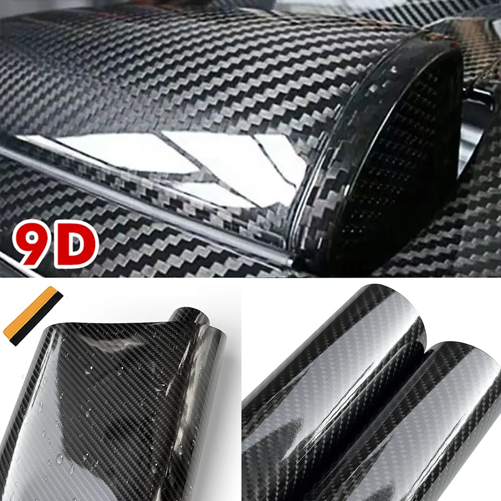 9D Carbon Fiber Car Sticker Self Adhesive Glossy Black Vinyl Wrap Film Anti-Scratch Auto Decoration Sticker for Cars Accessories