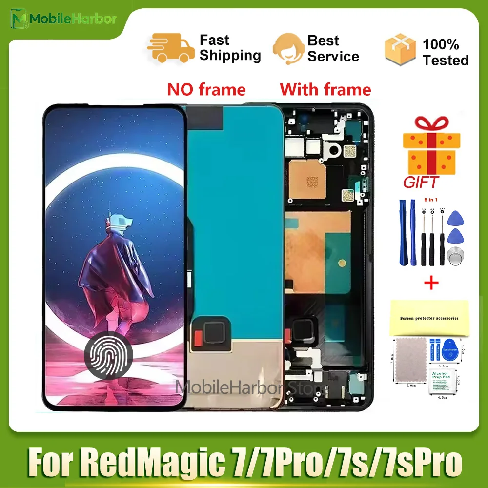 6.8'' Origin OEM For ZTE nubia Red Magic 7 Pro NX709J LCD Display Touch Screen Replacement For Nubia Red Magic 7S Pro NX709S LCD