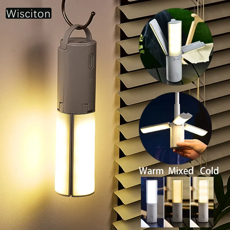 LED Folding Outdoor Camping Light Lantern Rechargeable 3 Modes Dimmable For Outdoor Camping Tent Emergency Lighting