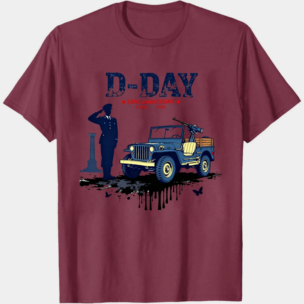 82nd Anniversary of D-Day Normandy Landings 1944 - 2026 T Shirt Willis Military Jeep Clothes Men Short-sleeved T Shirt view 6