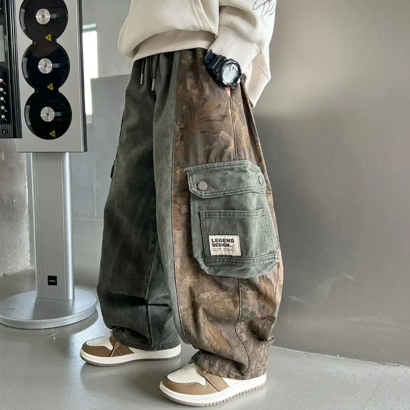 Spring and Autumn New Boys Camouflage Casual Pants 2025 Children's Loose Big Pocket Versatile Handsome Pants