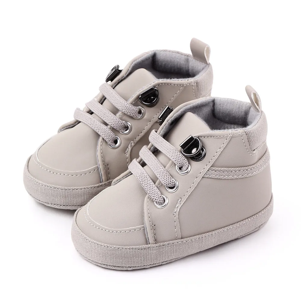 Brand Newborn Baby Boy Shoes Soft Sole Crib Shoes Warm Boots Anti-slip Sneaker Solid PU First Walkers for 1 Year Old 0-18 Months