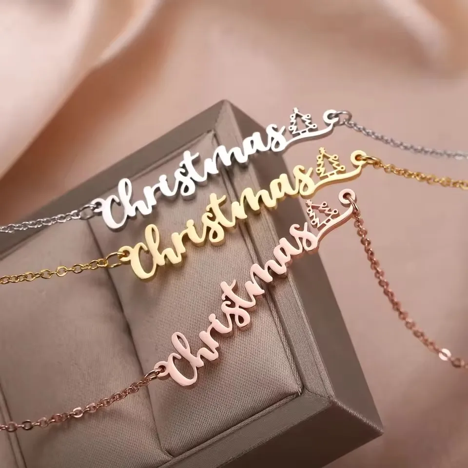

For Women Girlfriend Gold Stainless Steel Name Christmas Gift Personalized Custom Name Necklace Pendant Jewelry Necklaces