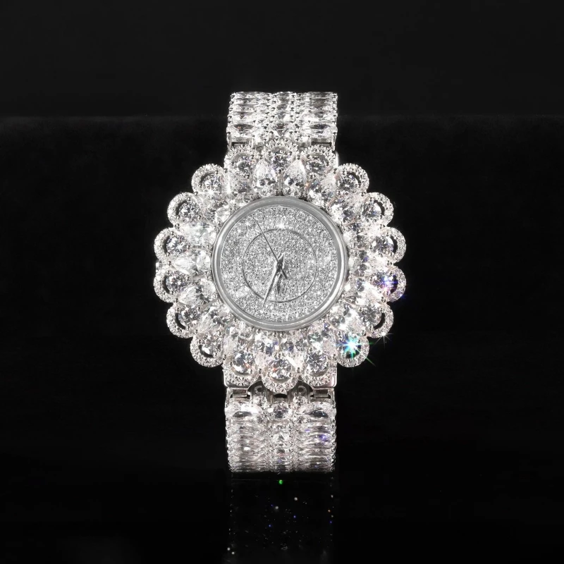 Bellux High Luxury Starry Sky Women's Watch s925 Pure Silver Moissanite Diamond Set Flower Classic Fashion Trend Jewelry Watches