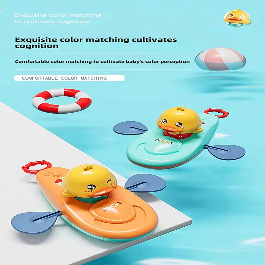 1pcs-  Little Yellow Duck Bath Toy Automatic Rowing Kayak, BPA-Free Pool Toy for Toddlers, Baby Shower Gift with No Batteries Ne