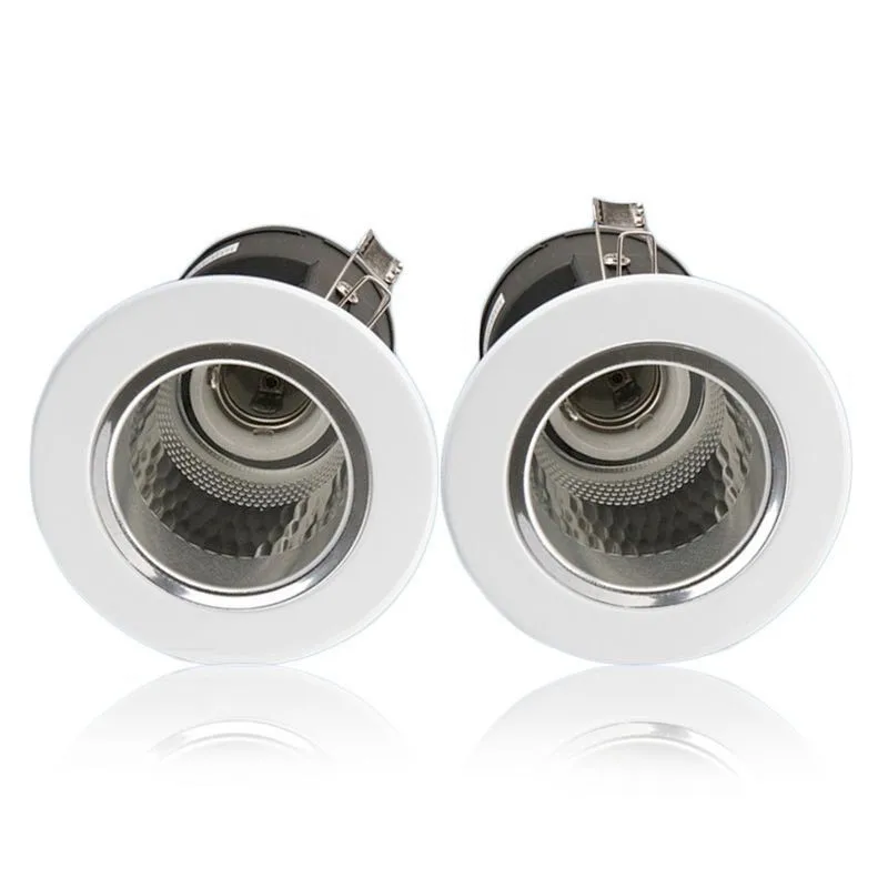 5pcs/lot NEW 2.5inch E27 White Round Recessed Ceiling Light Casing 100mm Downlight Holder for e27 bulb