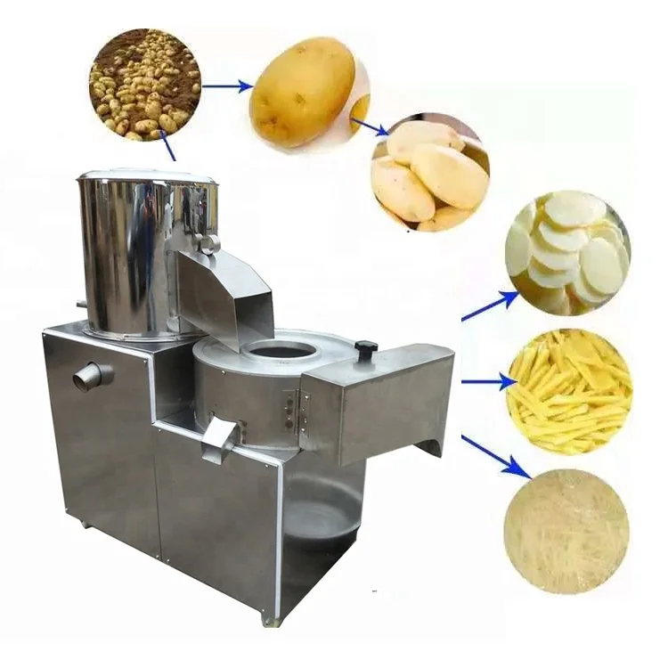 

High Performance Potato Peeler And Slicer / Taro Peeler And Chipper / Potato Peeling And Slicing Machine