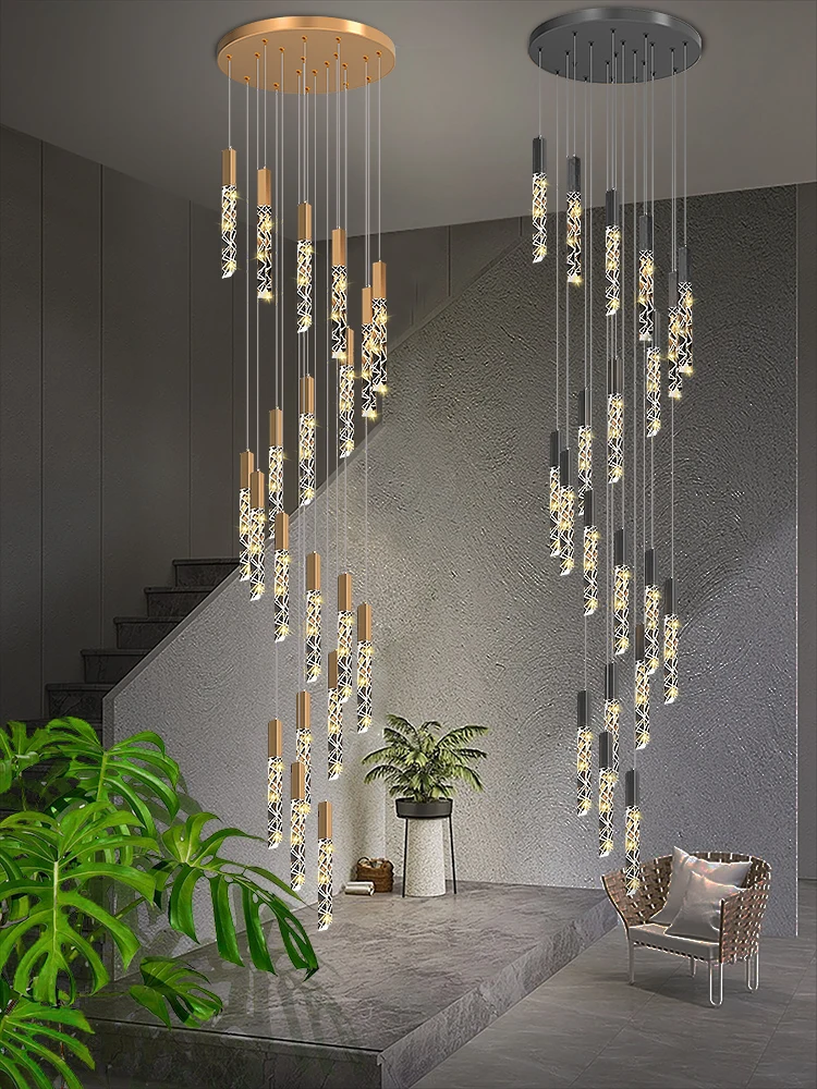 Imagem -02 - Crystal Staircase Pendant Lamp Modern Gold Luminária Teto Pendurar Luz Brilho Interior Villa Loft