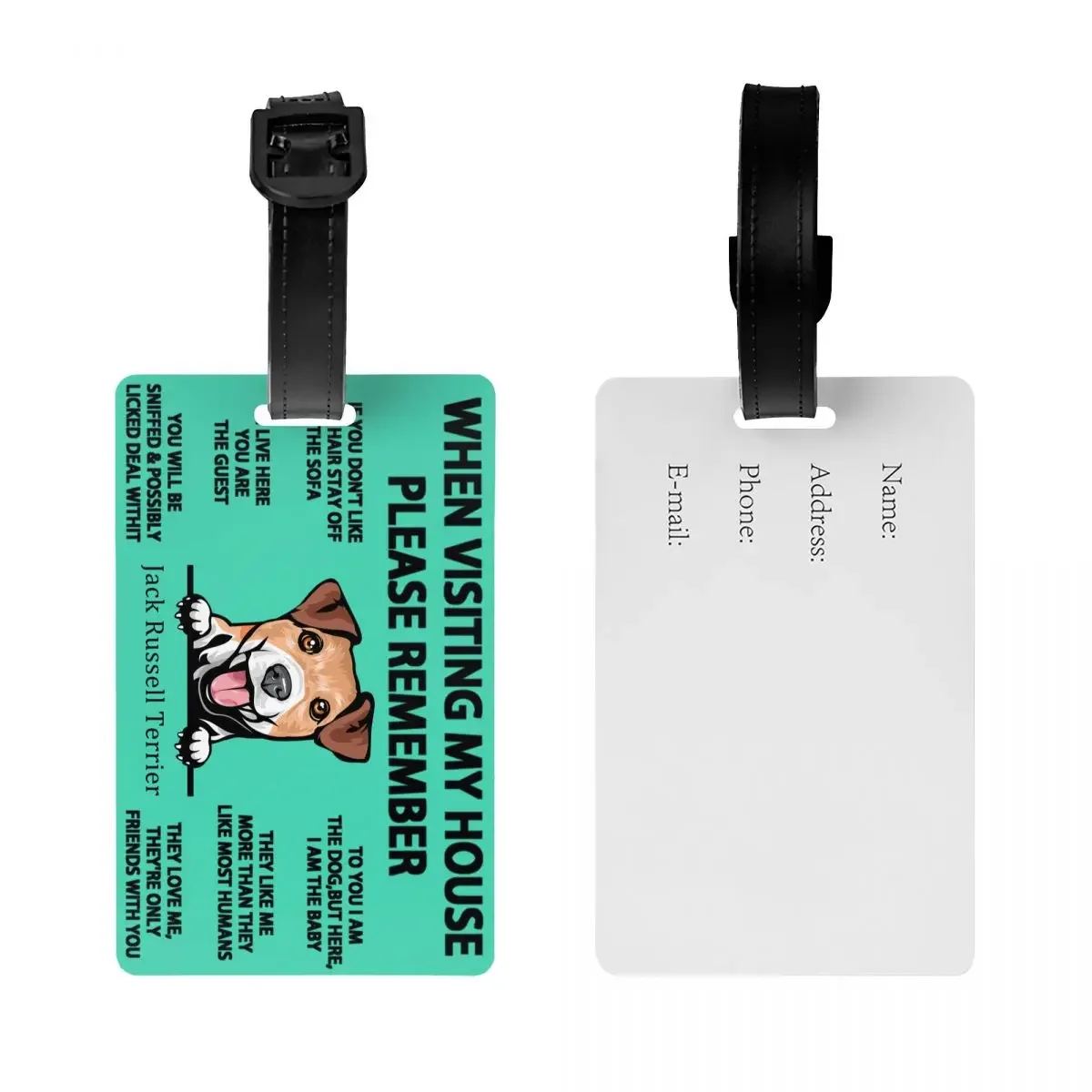 Peeking Dog Jack Russell Terrier Luggage Tags Custom Pet Animal Baggage Tags Privacy Cover Name ID Card