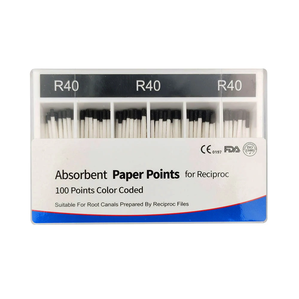 Dental Reciprocal Absorbent Paper Points R25 R40 R50 Gutta Paper Point Fit To Reciproc Blue File Dental Root Canal Obturation