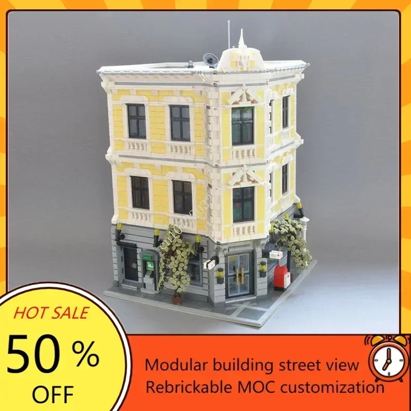 

6431 шт., модульная MOC для почтового офиса, индивидуальная модель с видом на улицу, креативная архитектура, сделай сам, сборка, обучающая игрушка-головоломка, подарок