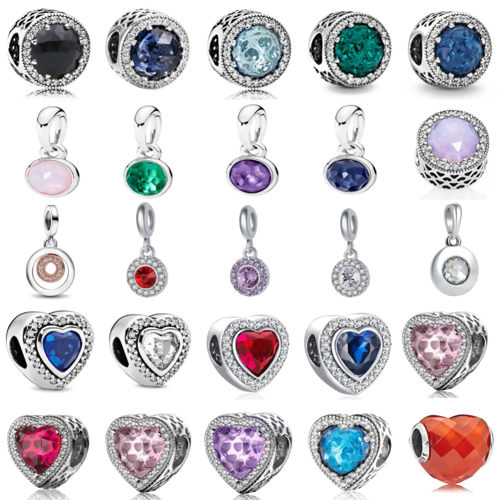 جديد 925 فضة المحبة نوع ملون سحر of ley 925 سلسلة مطرز صالح الأصلي قلادة سوار DIY بها بنفسك اكسسوارات مجوهرات