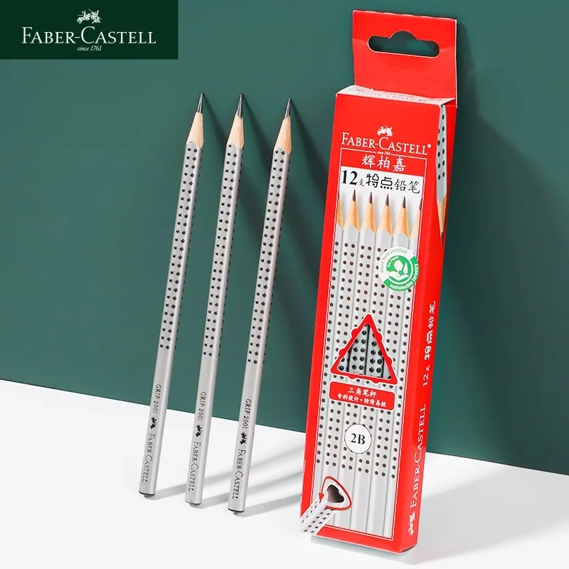 6/12pc Faber-Castell Grip Graphite EcoPencils for General Purpose Use,Grip Dots and Triangular Shape BREAK RESISTANT LEADS