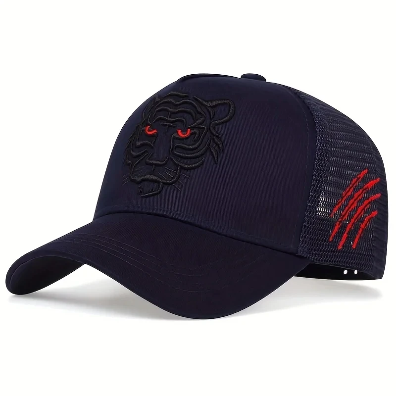 Unisex Tiger Head Embroidery Baseball Caps Spring and Autumn Outdoor Adjustable Casual Hats Sunscreen Hat