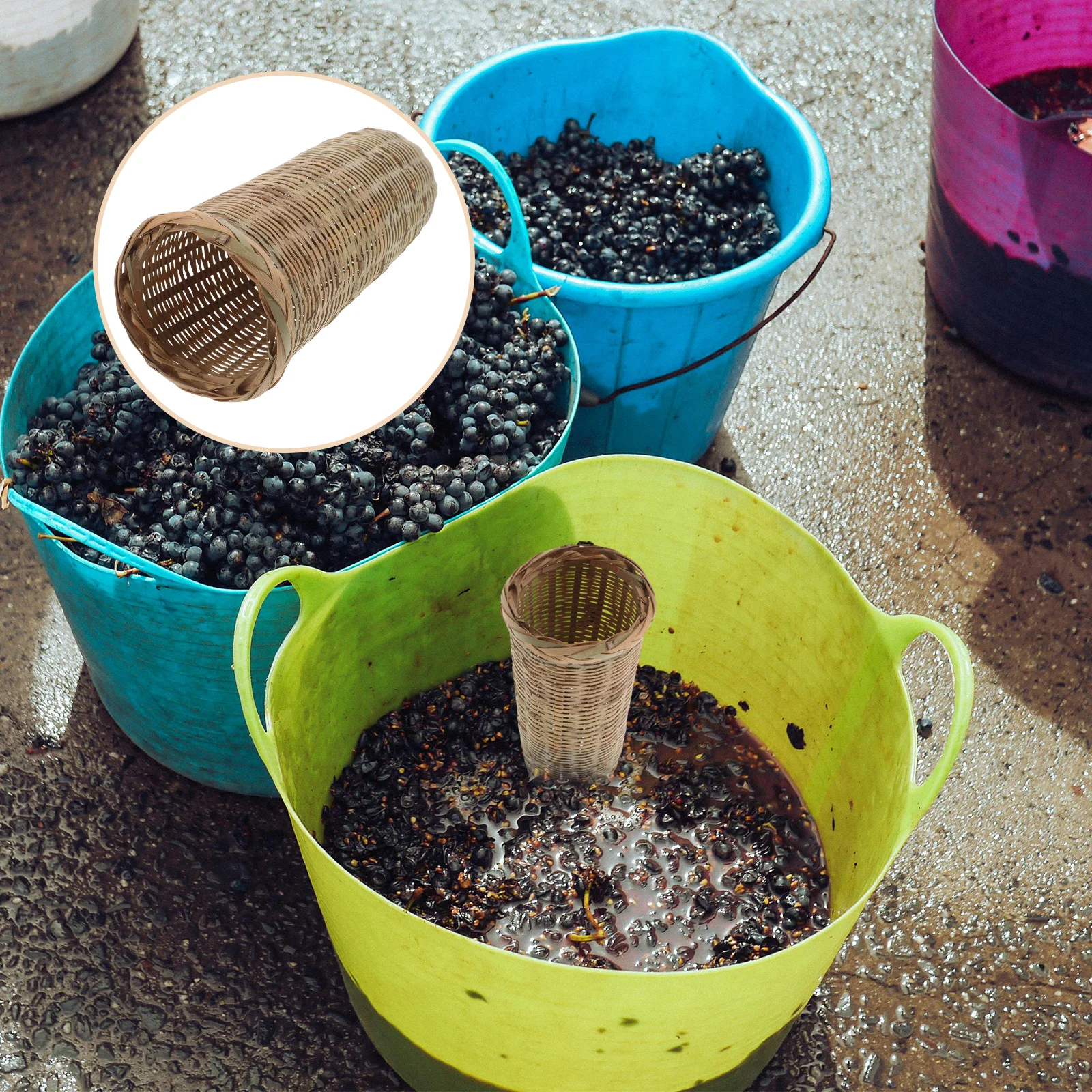 

Wine Brewing Filter Basket Bamboo Woven Cylinder Efficient Filtration Easy Clean Homebrew Beer Brewing Strainer