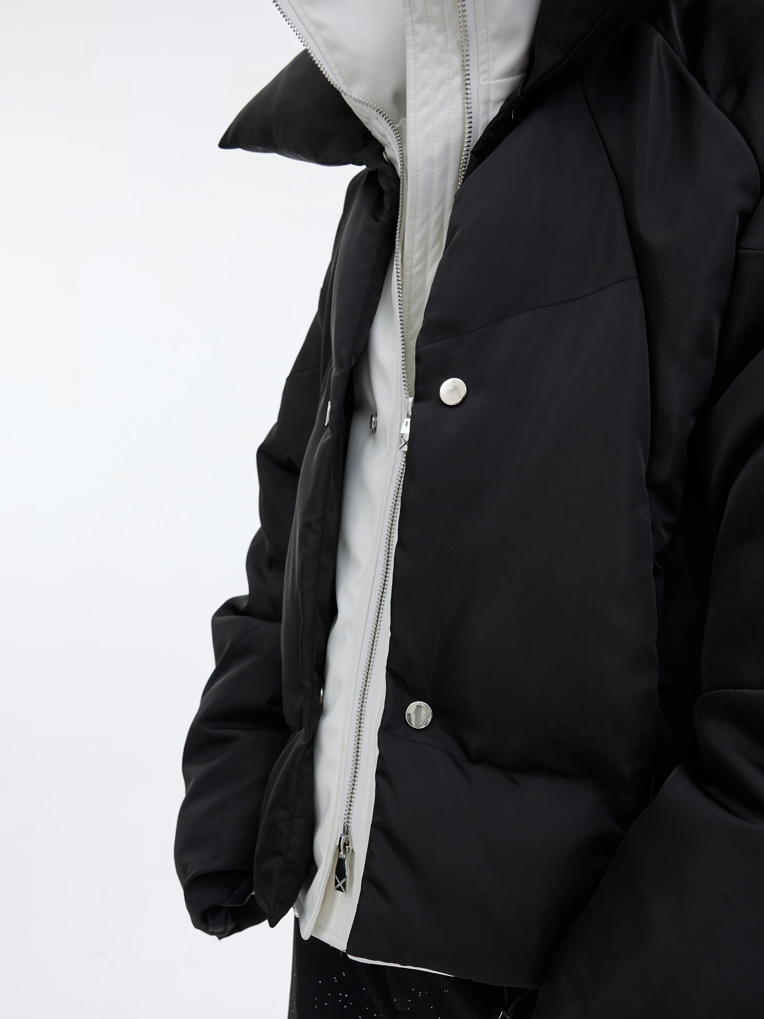 Metallic Button Double Layer Cotton Jacket Youth Casual Warmth Cleanfit Polyester Composite Fabric Thickened Short Style