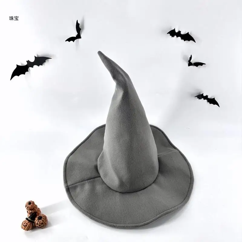 X5QE Halloween Witch Hat Hanging Witch Hats Halloween Gray Witch Hats Witch Costume Accessory for Adult Kids