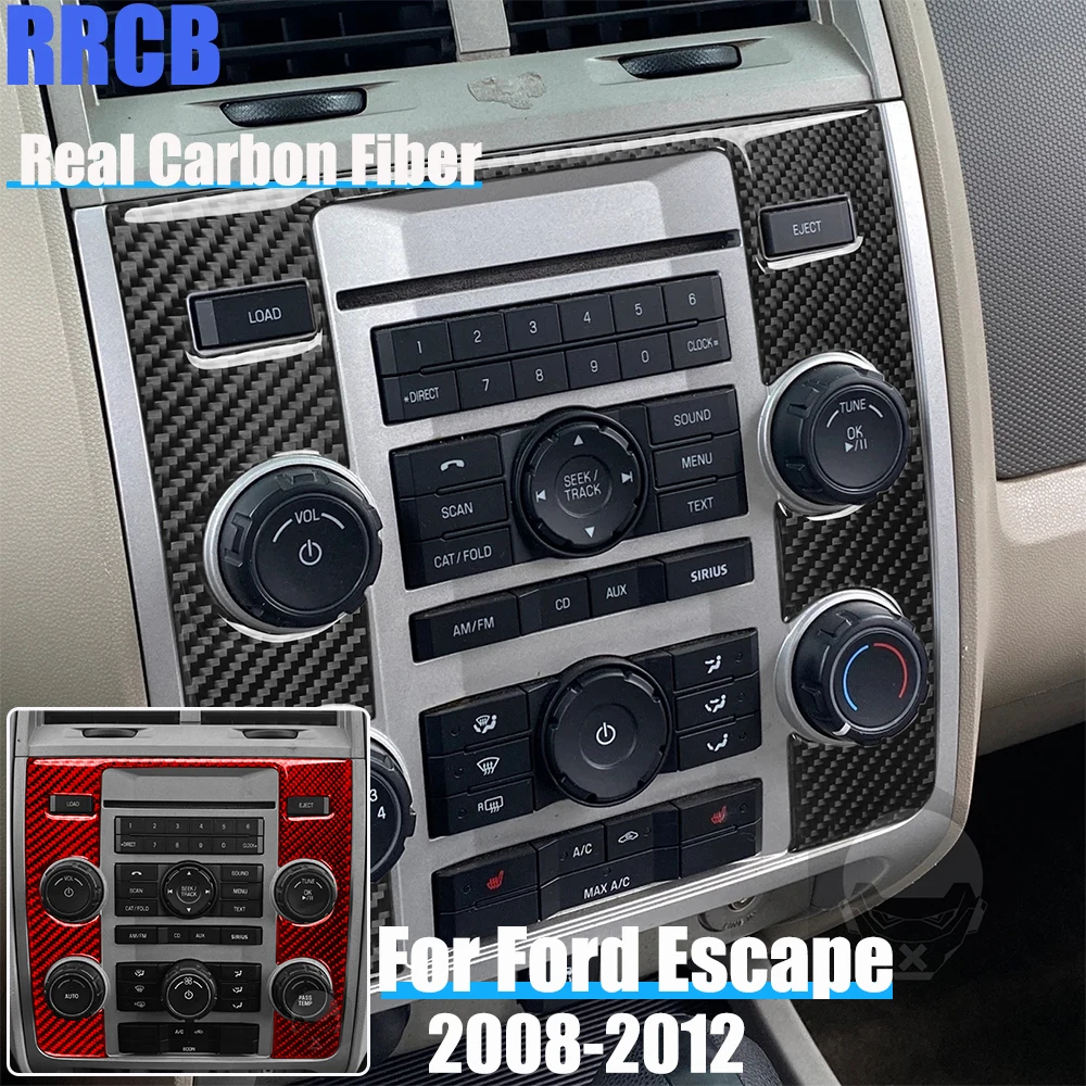 

Real Carbon Fiber Car Accessories A/C Control Surround Trim Soft Cover Sticker For Ford Escape 2008-2012 For Mazda Tribute 08-11