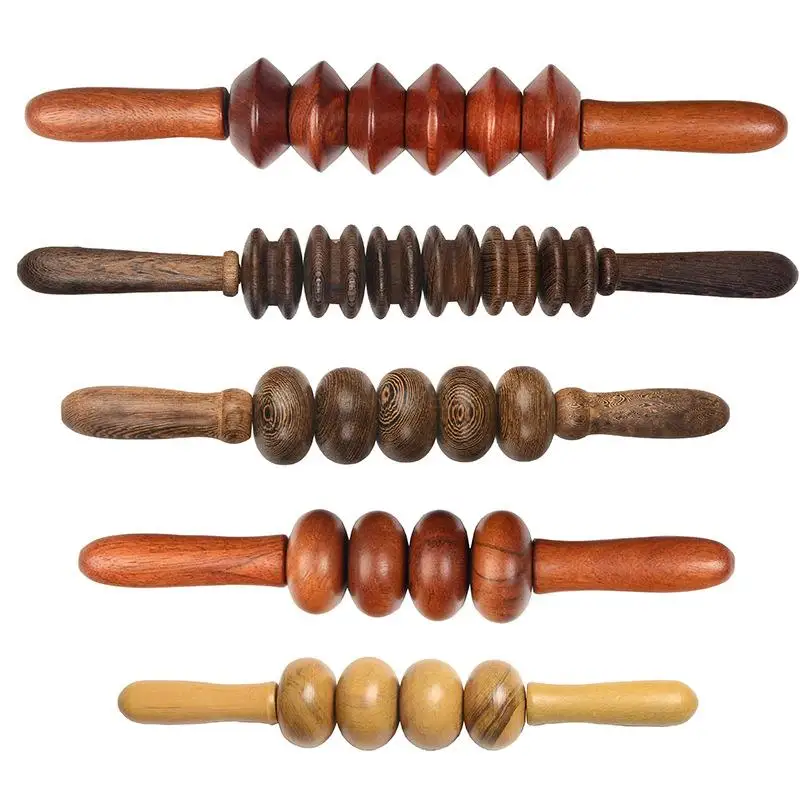 Wooden massage stick mahogany massage roller wenge push back with both hands wooden legs belly ball rolling back trumpet