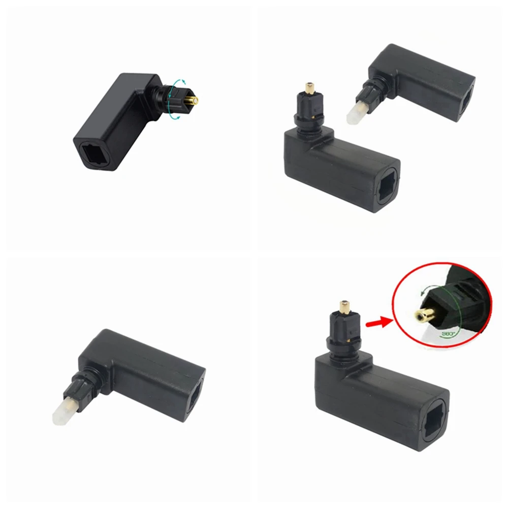 M/F digital fiber optic audio cable converter male and female right angle 360 degree rotation Toslink optical cable TV adapter