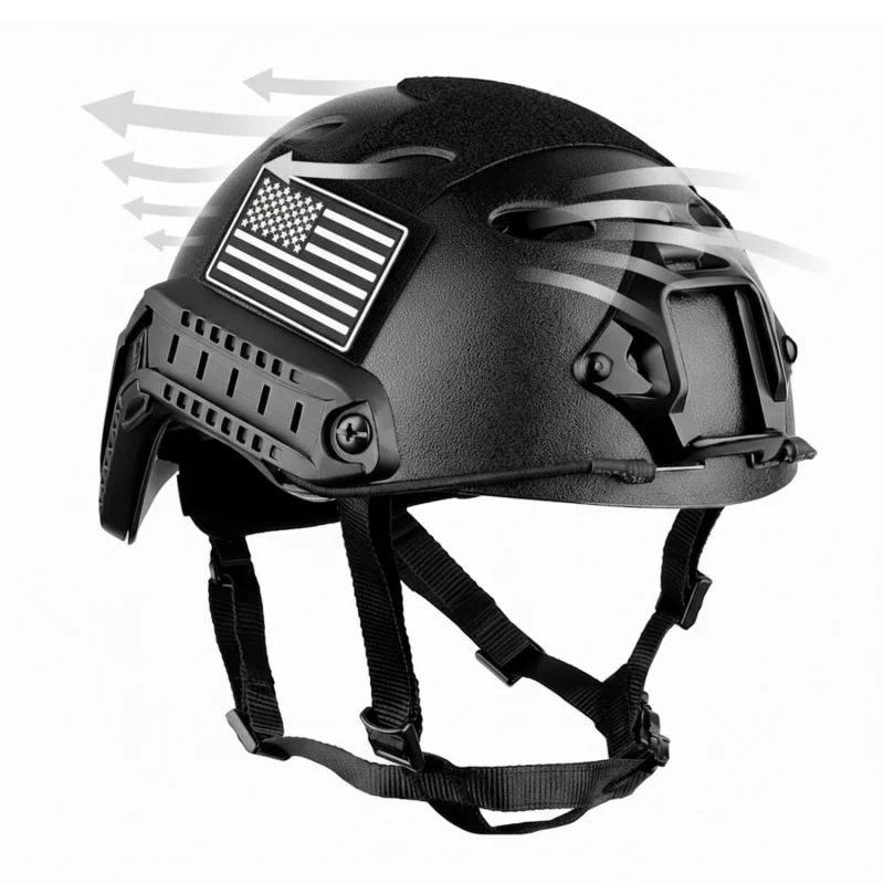 Tactical Fast PJ Helmet with Helmet Cover Pads Airsoft Paintball Combat Training Protection ABS Helmet with Magic Patches view 6