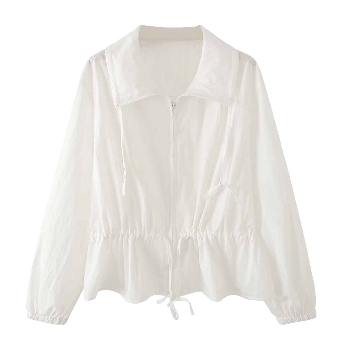 Fashionable Nylon Long Sleeve Stand Collar Jacket Women's New Autumn 2026 Embellished Casual Loose Fit Zipper Closure