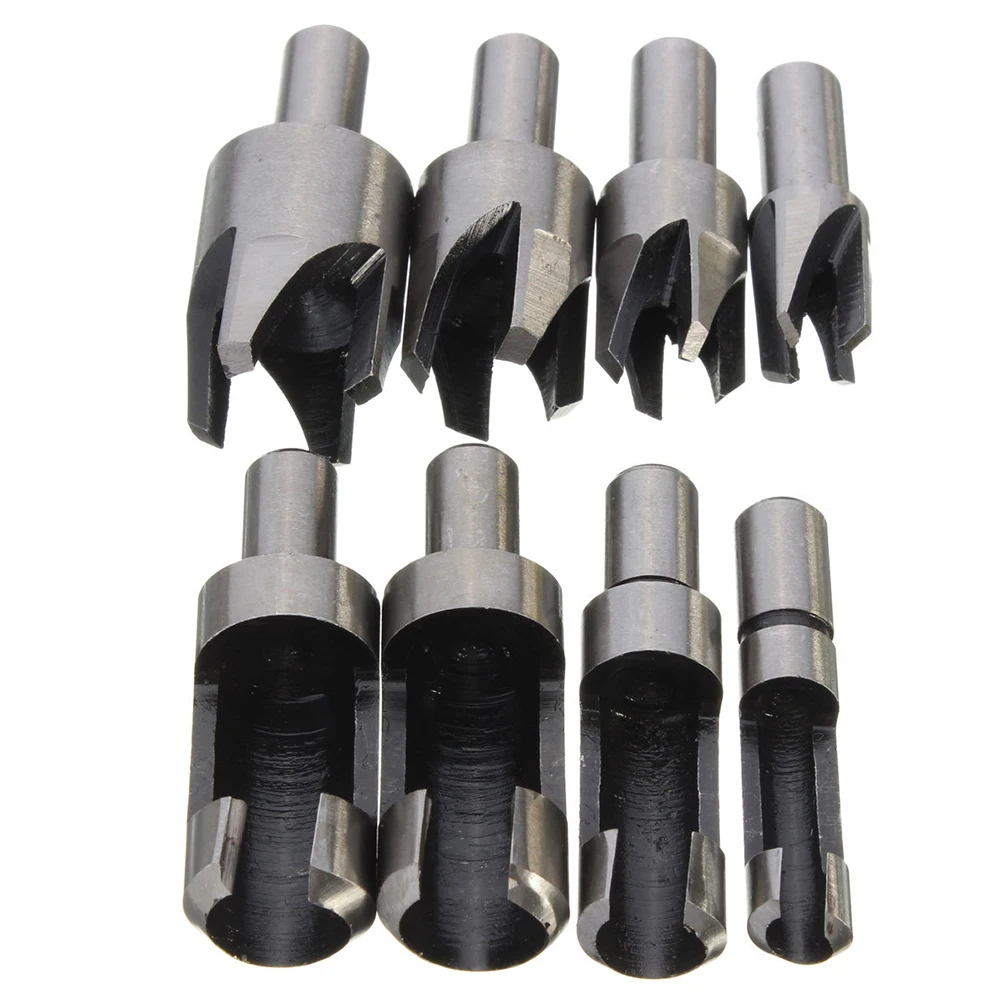 

8 pcs Woodworking Drill Bit Plug Hardened Carbon Steel Tools Set for Bench Electric Hand Drill Deep Cutting Chamfered