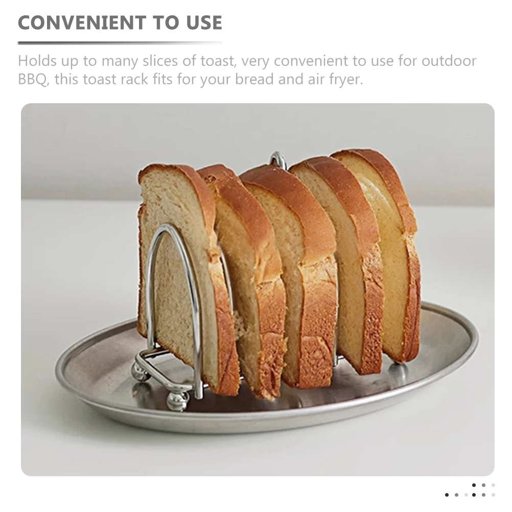 

6 Slice Toast Rack Metal Bread Rack Stainless Steel Kitchen Gadget Stand Holder Storage Countertop Outdoor Bbq Reusable Steel
